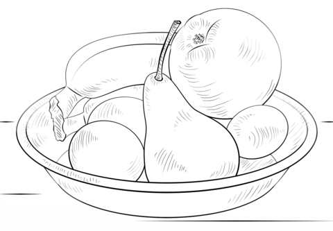 Bowl Of Fruits Coloring Page